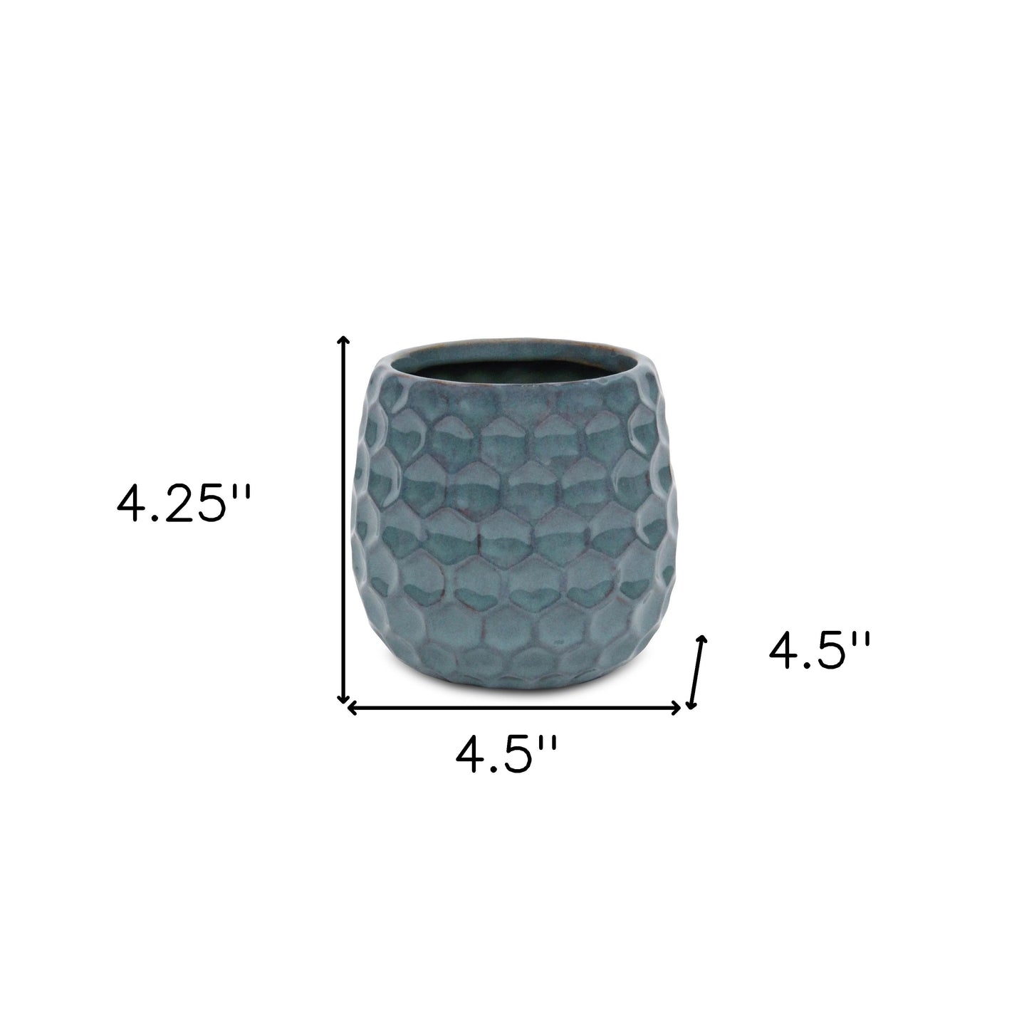 Blue Ceramic 15 Ounce Round Distressed Pot Planter