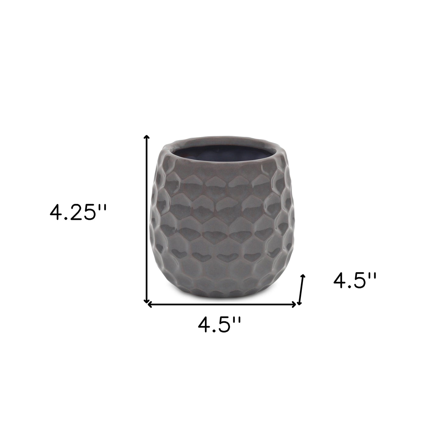 Gray Ceramic 15 Ounce Round Distressed Pot Planter