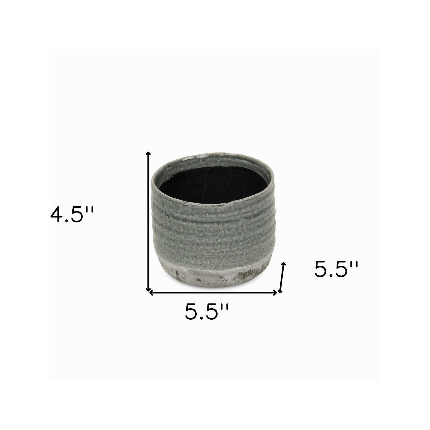 Gray Ceramic 19 Ounce Two Toned Round Distressed Pot Planter