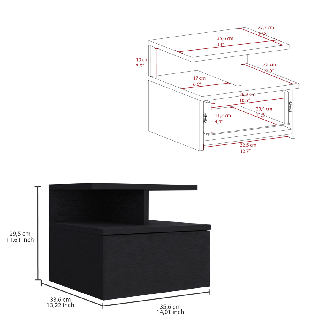 Two Piece Black Bedroom Set