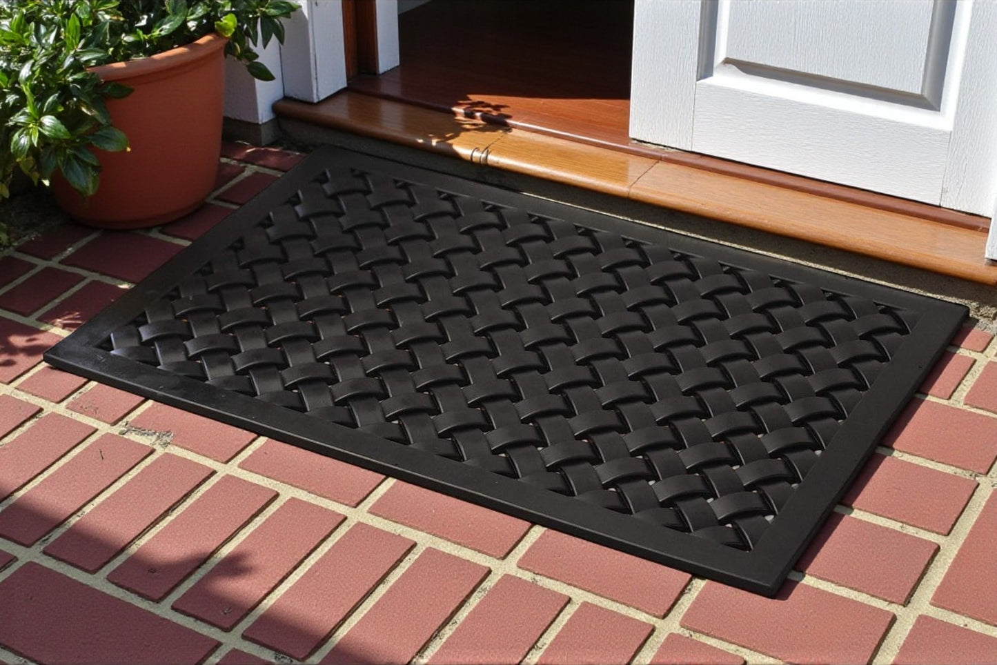 24" X 36" Black Rubber Weave Outdoor Door Mat