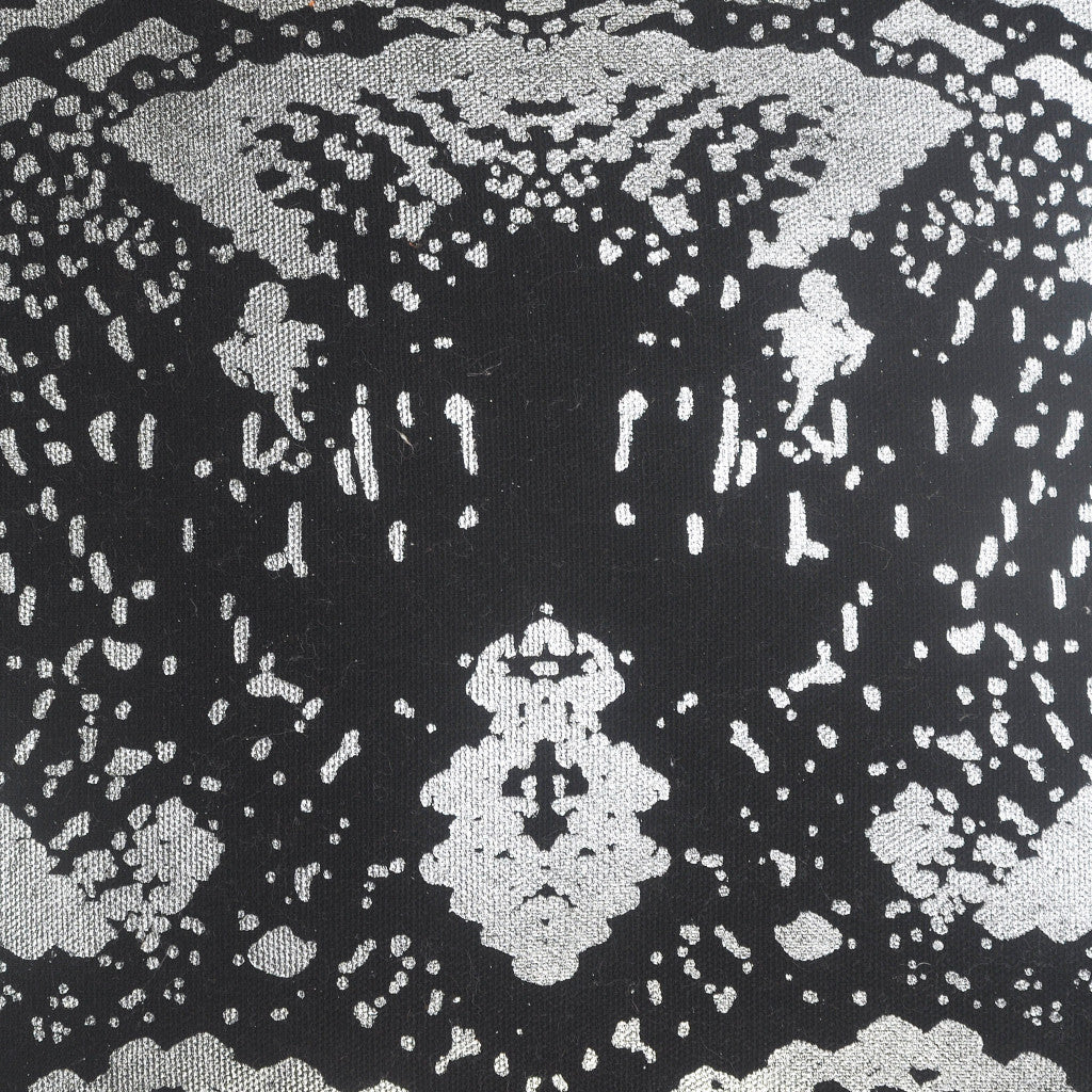 20" Black And Silver Beach Cotton Throw Pillow Cover