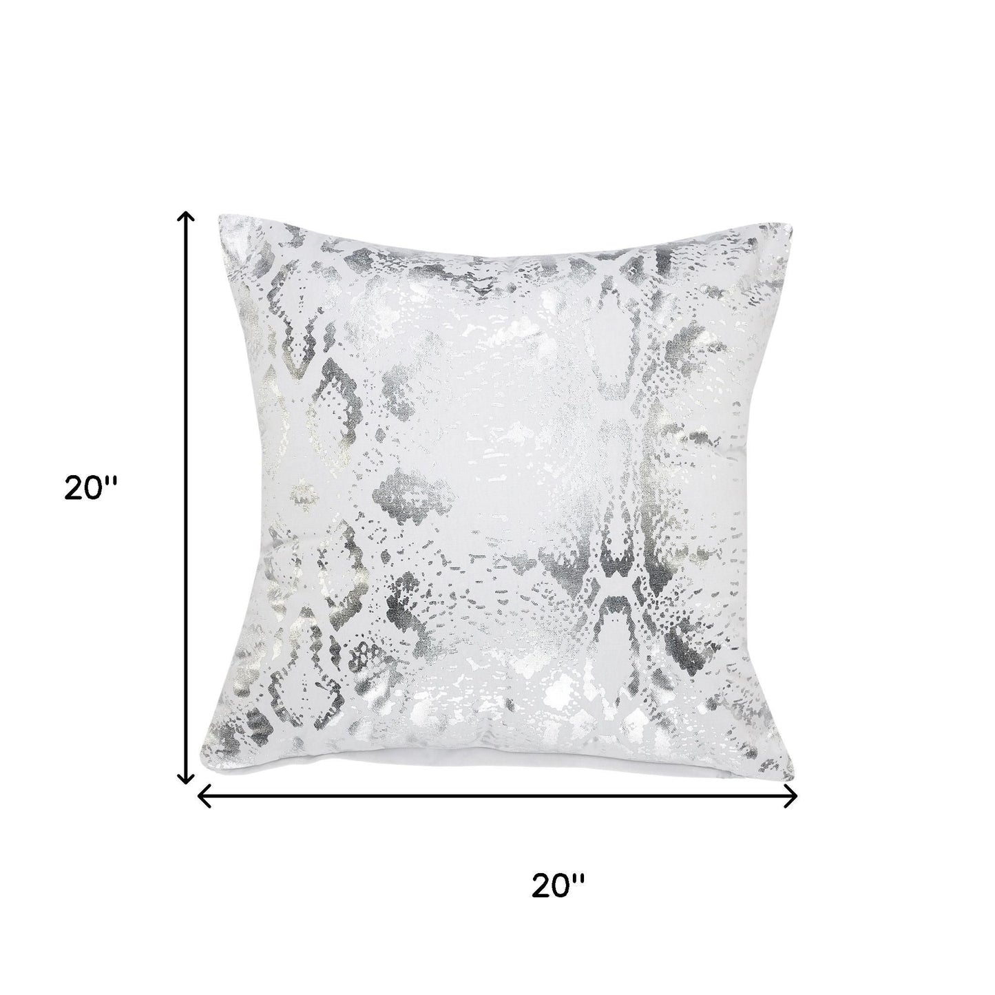 20" White And Silver Beach Cotton Throw Pillow Cover