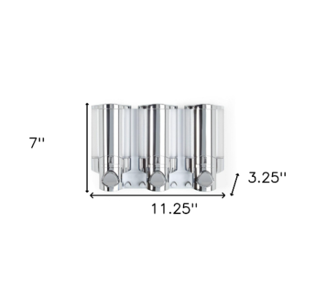 Silver Heavy Duty Plastic Three Chamber Wall Mount Soap Dispenser