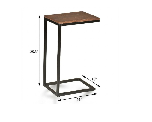 25" Black And Chestnut Solid Wood Rectangular End Table