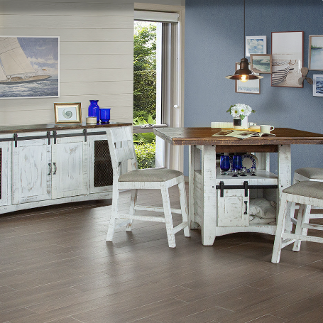 79" White Solid Wood Cabinet Enclosed Storage Distressed TV Stand