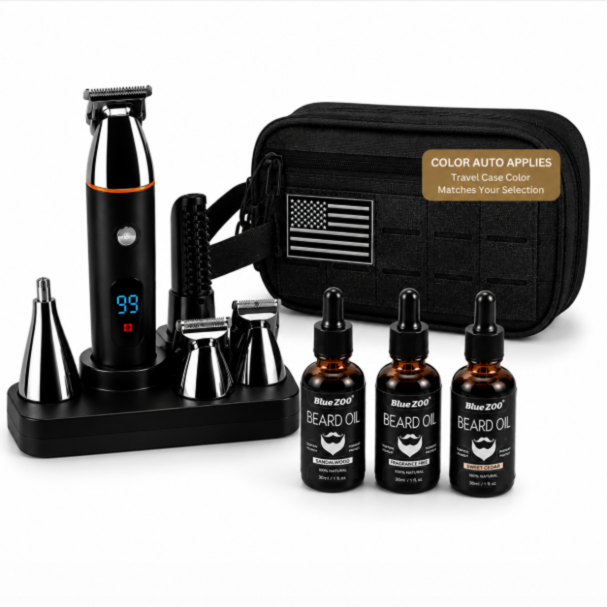 Grooming Kit + Travel Case + 3 Beard Oils