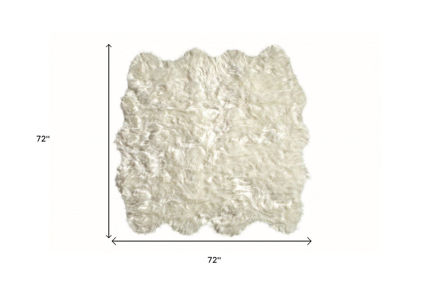 6' X 6' Off White Faux Fur Area Rug