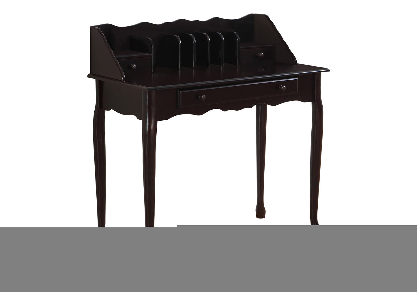 36" Dark Brown Solid Wood Computer Desk With Three Drawers