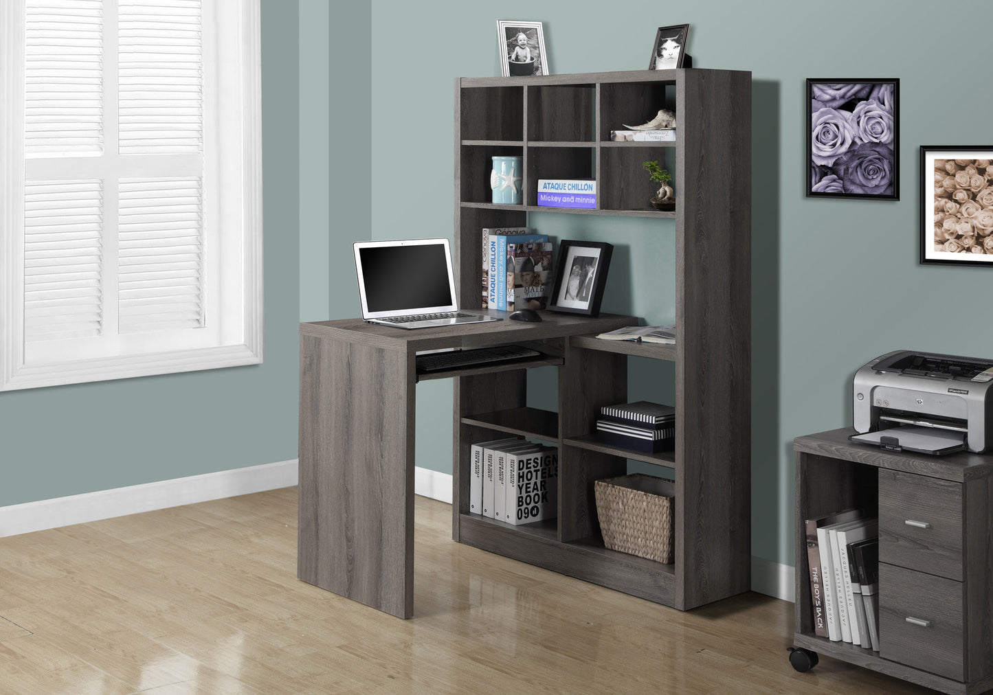38" Taupe L Shape Computer Desk