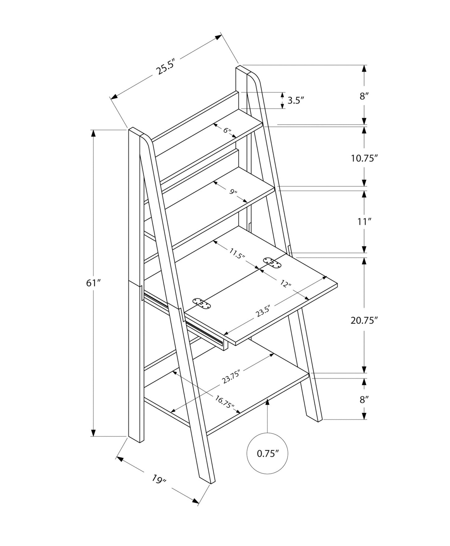 25" Espresso Ladder Desk
