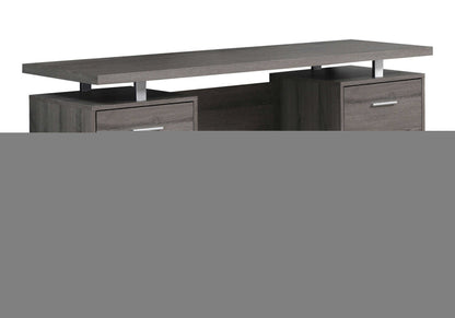 60" Taupe and Silver Computer Desk With Three Drawers