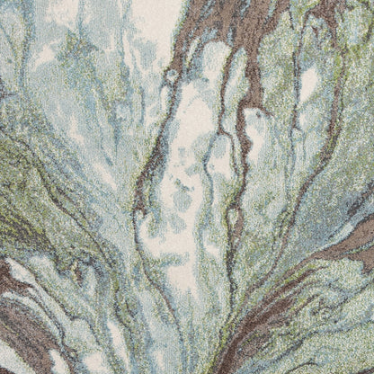 5' X 8' Green And Brown Abstract Area Rug