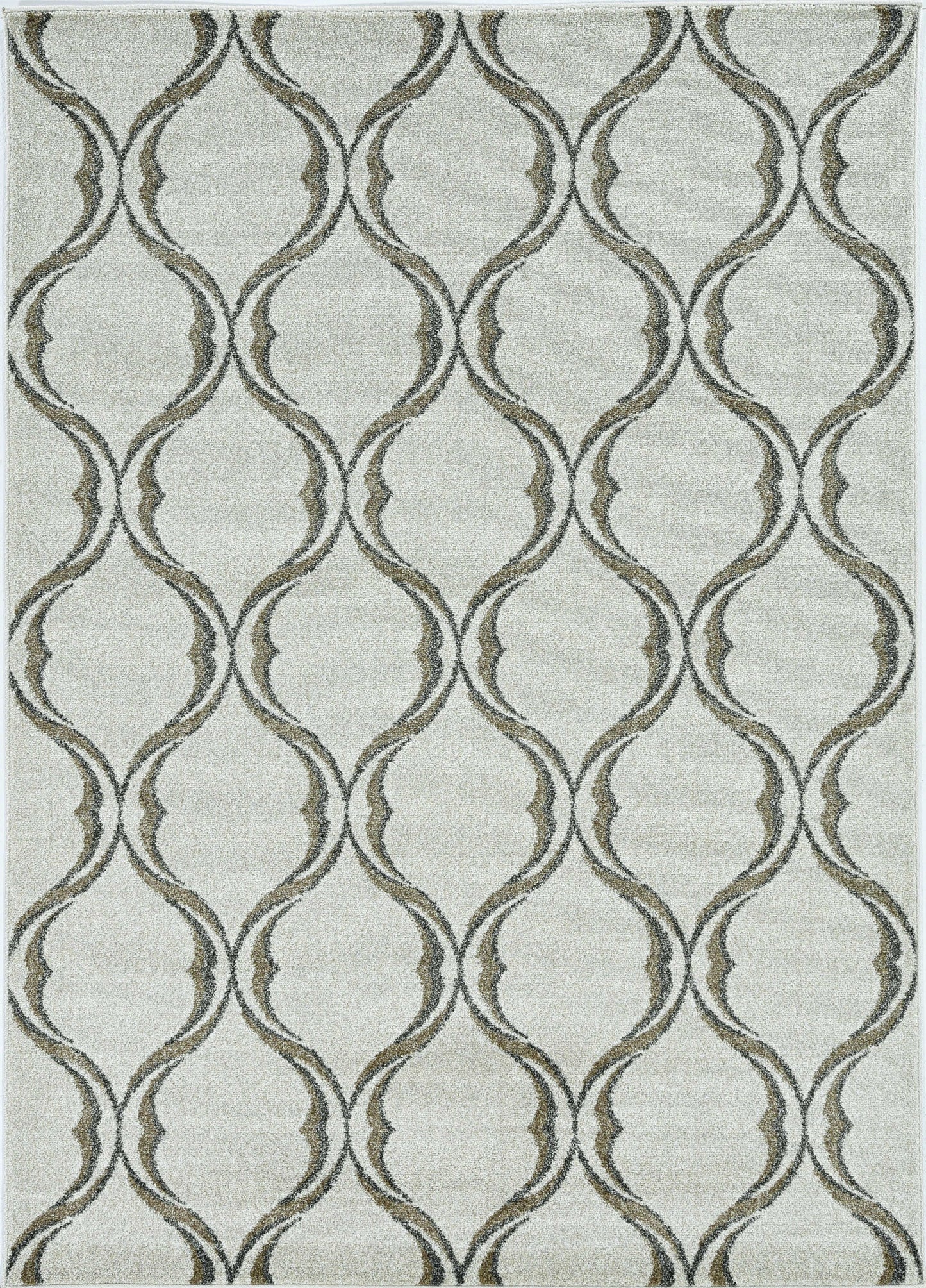 5' X 8' Sand And Green Ogee Area Rug