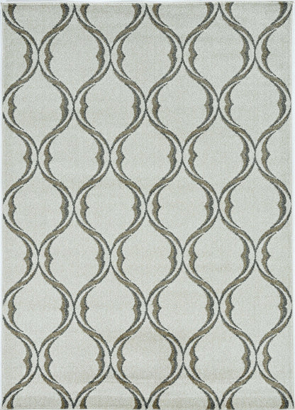5' X 8' Sand And Green Ogee Area Rug