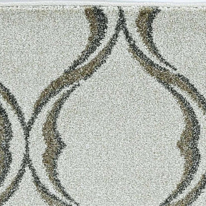 5' X 8' Sand And Green Ogee Area Rug