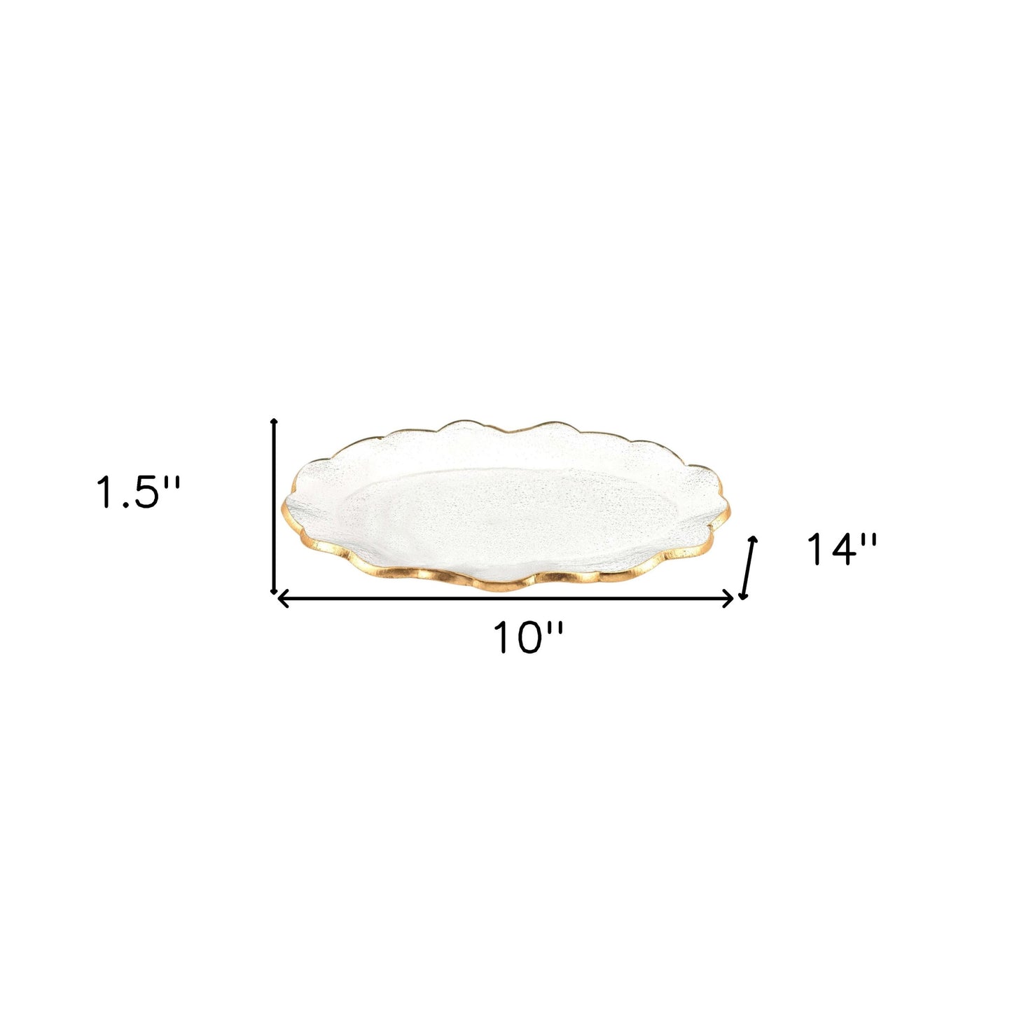 10" Clear And Gold Glass Platter