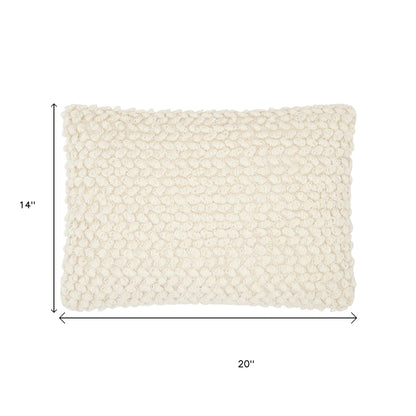 Off White Knotted Detail Lumbar Pillow
