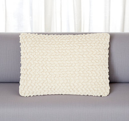 Off White Knotted Detail Lumbar Pillow