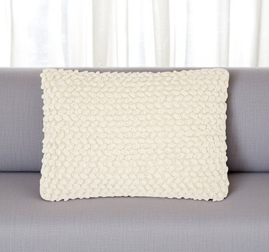 Off White Knotted Detail Lumbar Pillow