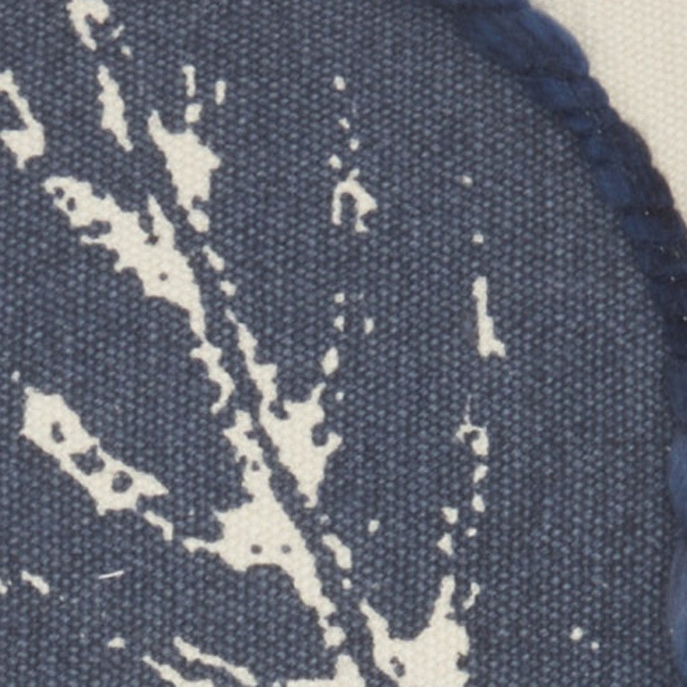 20" Navy Blue Floral Cotton Blend Throw Pillow