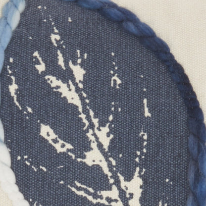 20" Navy Blue Floral Cotton Blend Throw Pillow