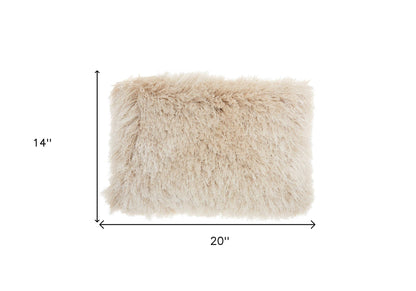 14" X 20" Beige Throw Pillow