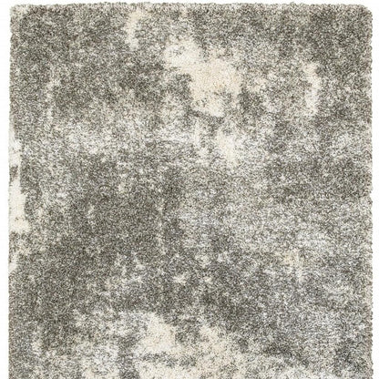 5' X 8' Gray And Ivory Distressed Abstract Area Rug