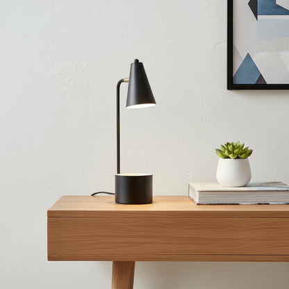 20" Black Desk Table Lamp With Black Cone Shade