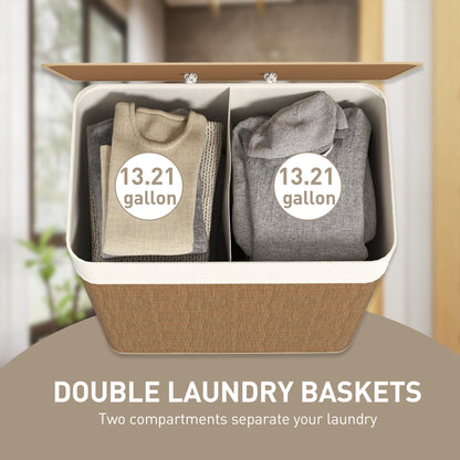 Double-Compartment Bamboo Laundry Sorter