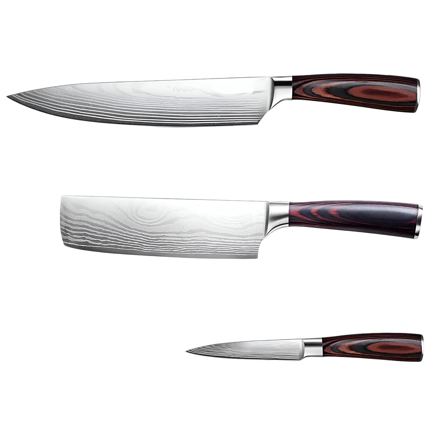 Black And Brown Wood Seven Piece Cutlery Set
