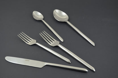 Glossy Silver Stainless Steel Twenty Piece Hand Forged Flatware Set