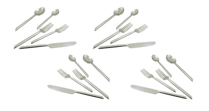 Glossy Silver Stainless Steel Twenty Piece Hand Forged Flatware Set