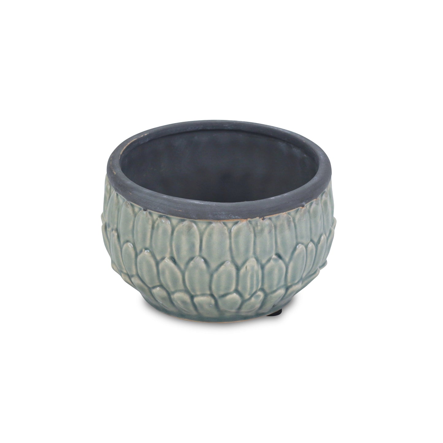 Blue Ceramic 37 Ounce Round Distressed Pot Planter