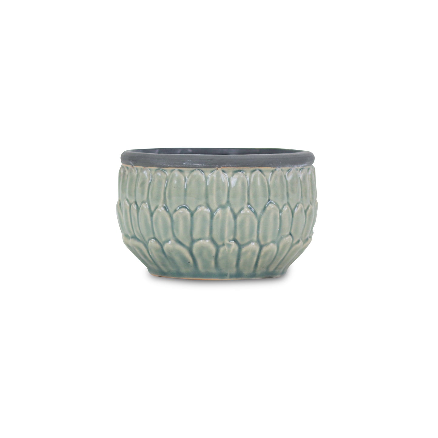 Blue Ceramic 37 Ounce Round Distressed Pot Planter
