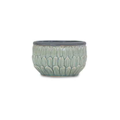 Blue Ceramic 37 Ounce Round Distressed Pot Planter