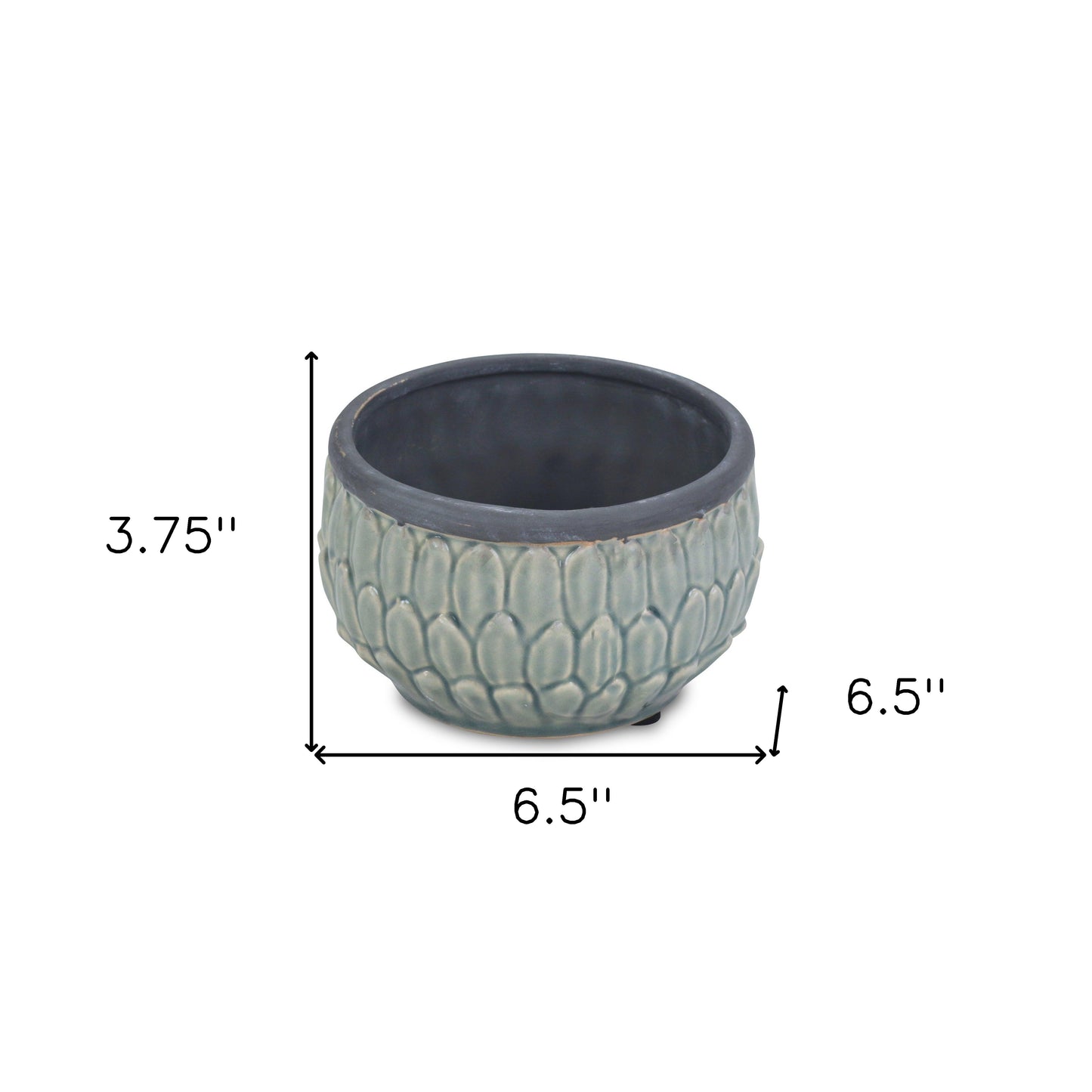 Blue Ceramic 37 Ounce Round Distressed Pot Planter