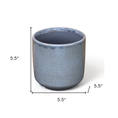 Gray Ceramic 44 Ounce Crackle Mosaic Round Distressed Pot Planter