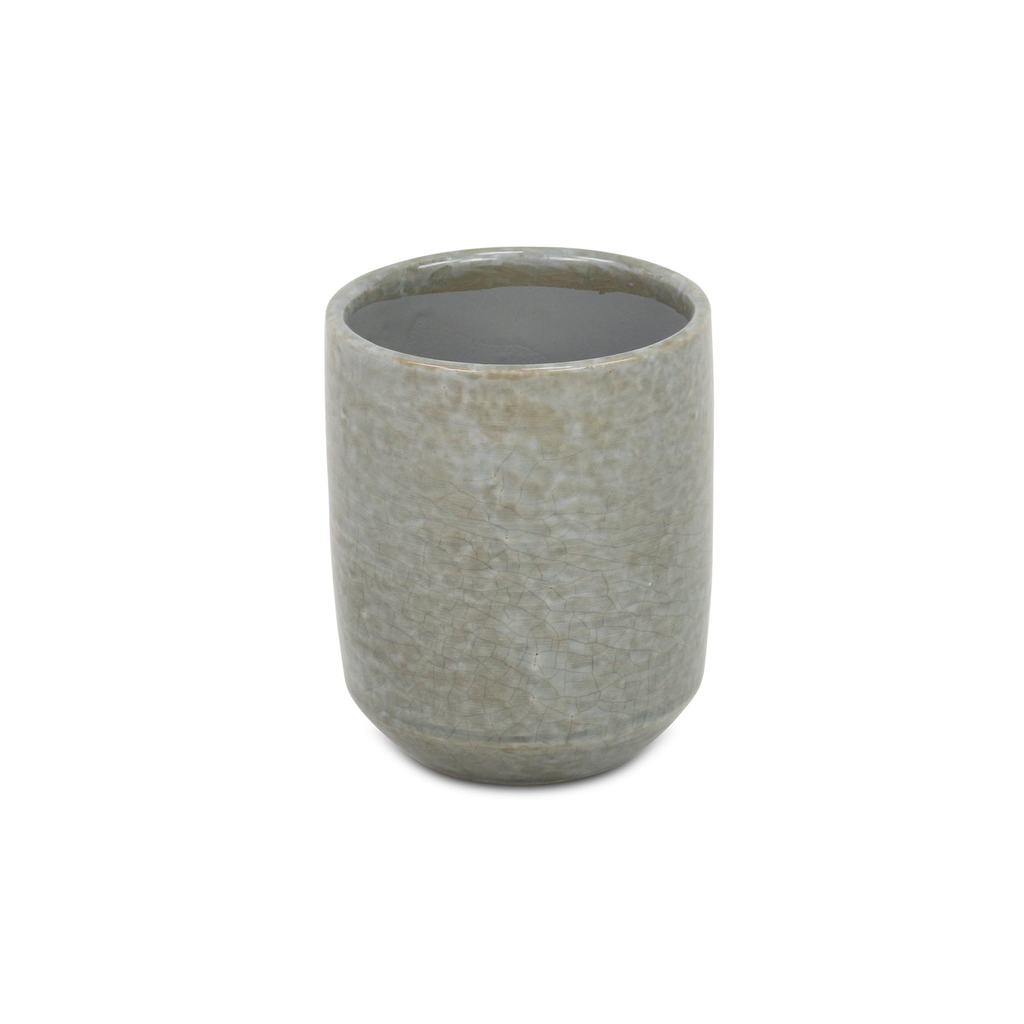 Gray Ceramic 20 Ounce Crackle Mosaic Round Distressed Pot Planter