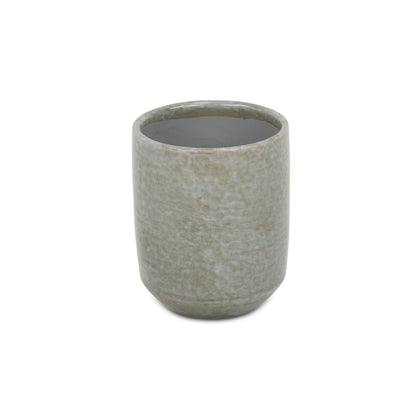 Gray Ceramic 20 Ounce Crackle Mosaic Round Distressed Pot Planter