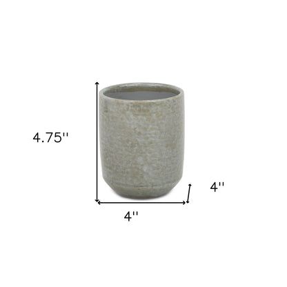 Gray Ceramic 20 Ounce Crackle Mosaic Round Distressed Pot Planter