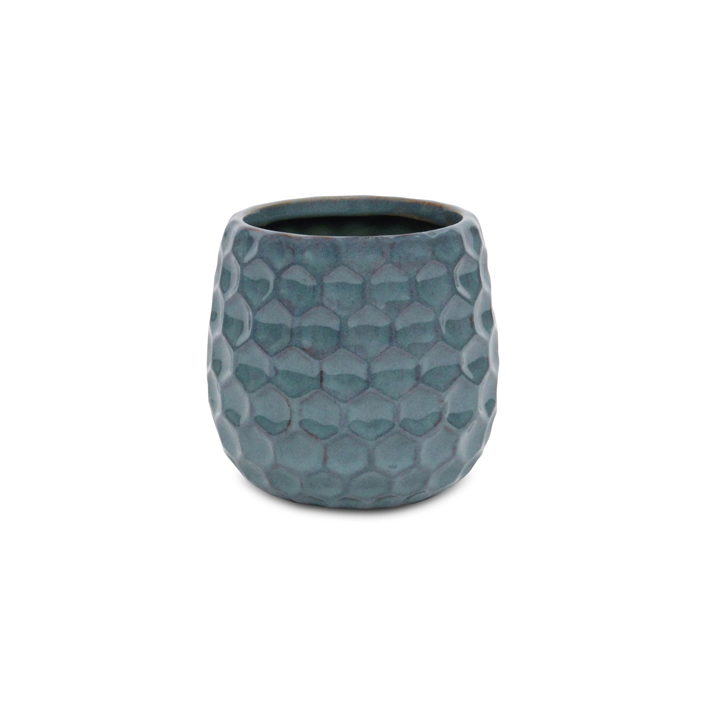 Blue Ceramic 15 Ounce Round Distressed Pot Planter