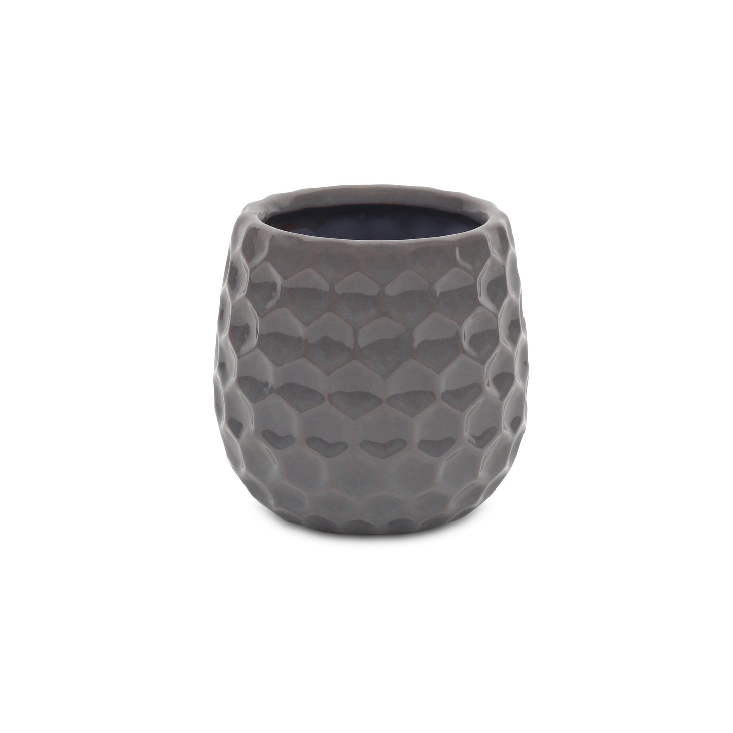 Gray Ceramic 15 Ounce Round Distressed Pot Planter