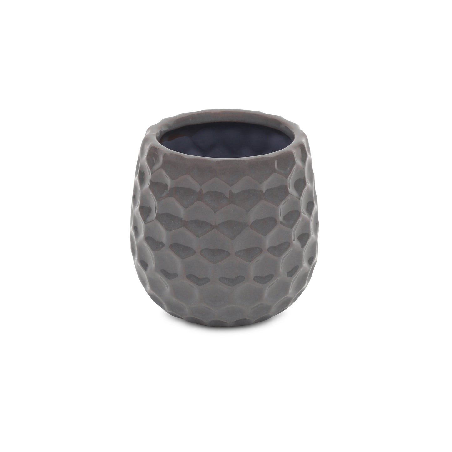 Gray Ceramic 15 Ounce Round Distressed Pot Planter