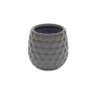 Gray Ceramic 15 Ounce Round Distressed Pot Planter