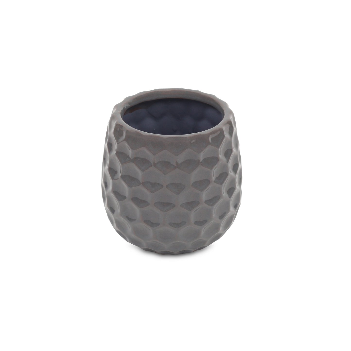 Gray Ceramic 15 Ounce Round Distressed Pot Planter