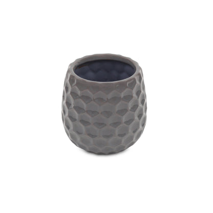 Gray Ceramic 15 Ounce Round Distressed Pot Planter
