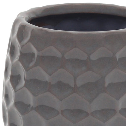 Gray Ceramic 15 Ounce Round Distressed Pot Planter