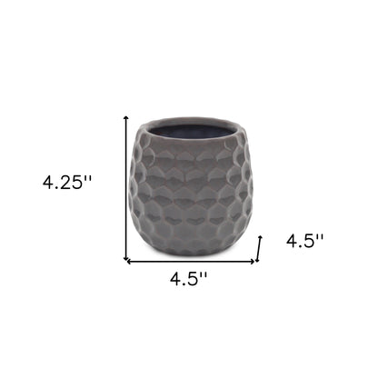 Gray Ceramic 15 Ounce Round Distressed Pot Planter