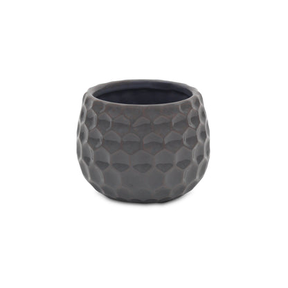 Gray Ceramic 17 Ounce Round Distressed Pot Planter